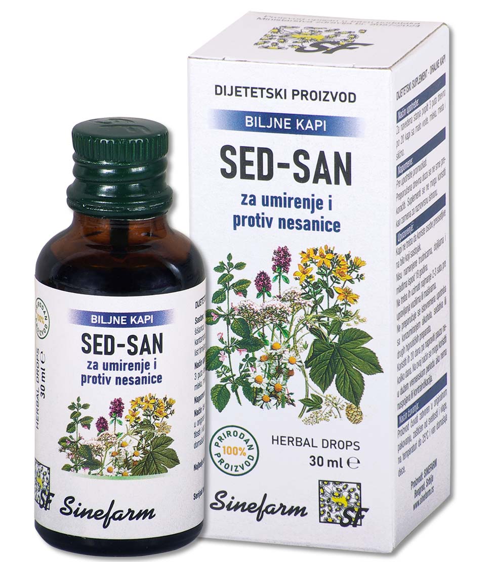 Kapi za umirenje i protiv nesanice<br>-30 ml-e SED-SAN